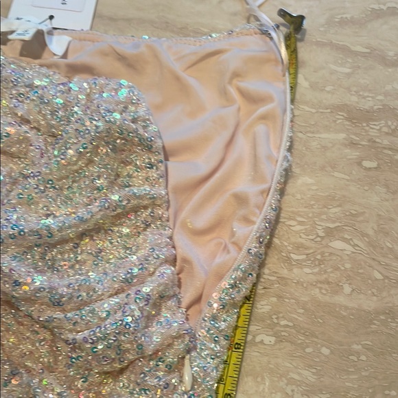 Sequin Mini Skirt size Small Champagne Sparkly Glitter Prom After Party - Picture 13 of 17